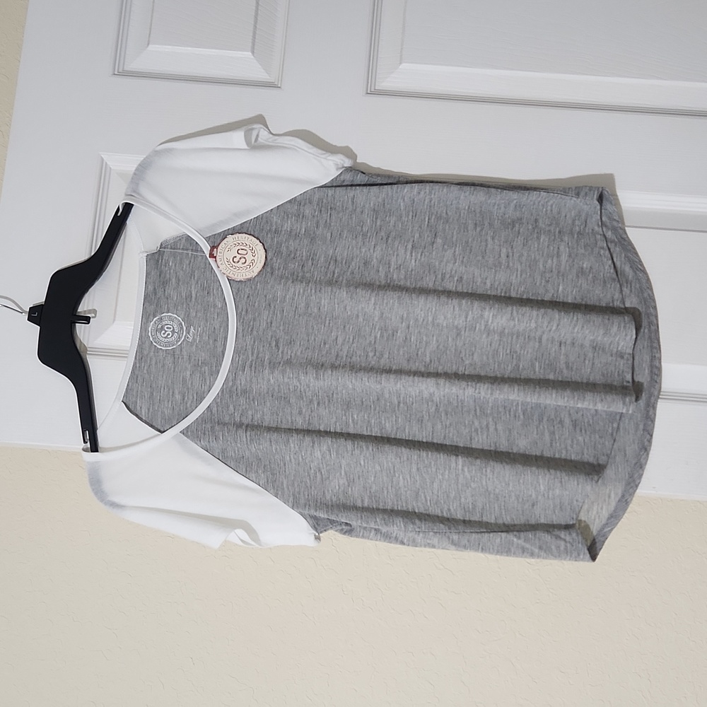 So Juniors Baseball Style Top Gray and White